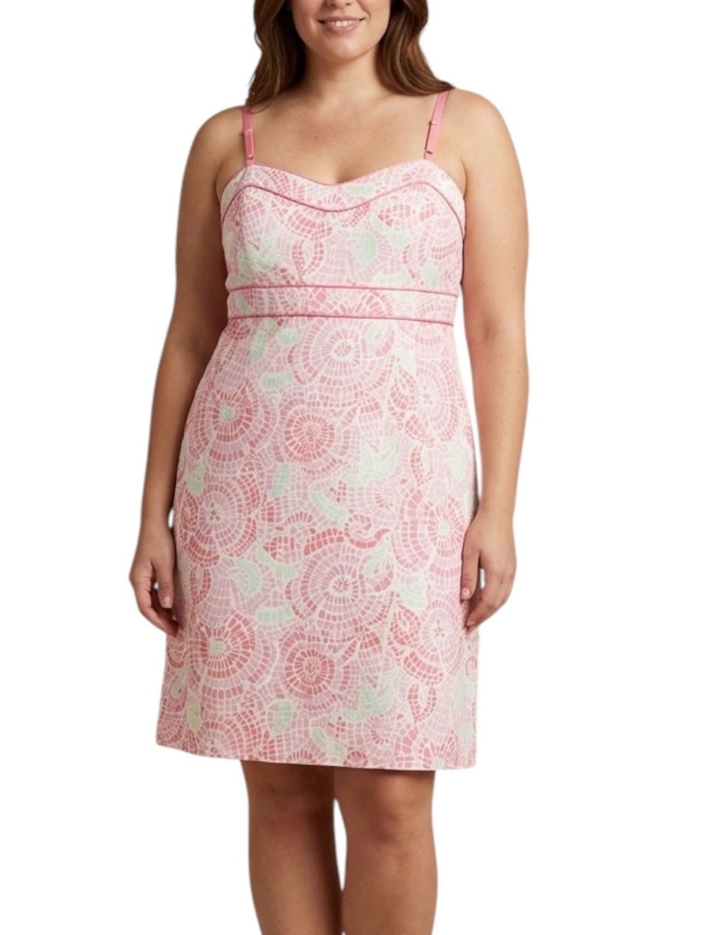Vineyard Vines Mosaic Floral Women’s Size 14 US Strap Sweetheart Mini Dress Pink